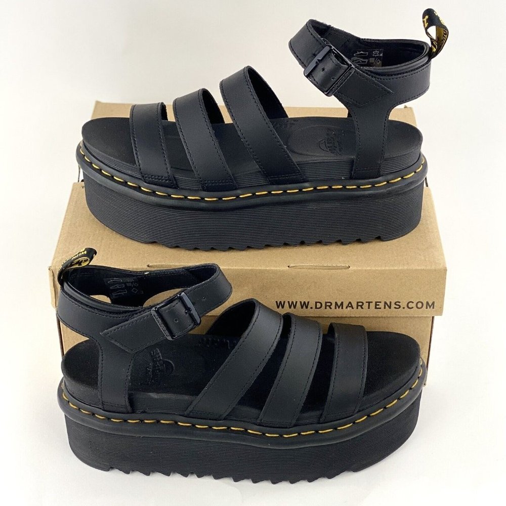 Dr Martens Blaire Quad Women's Size 10 Sandals Black Hydro Leather 27296001